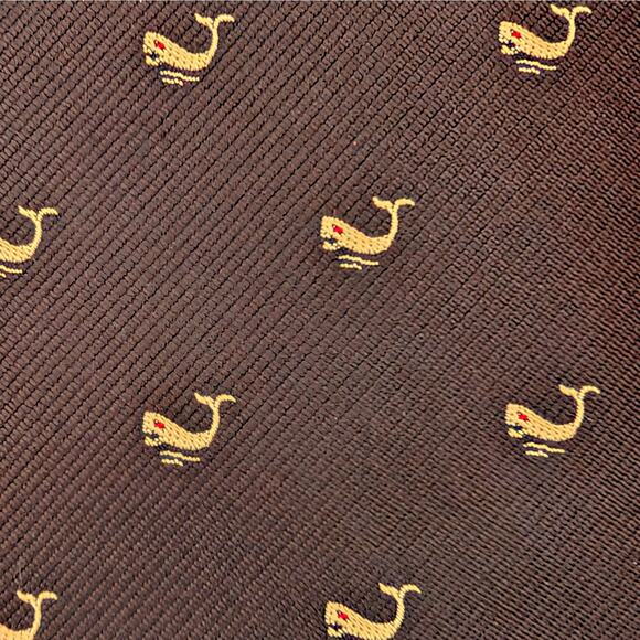 Vintage Silk Blend Repp Tie Novelty Whale Motif Brown Whimsical Nautical Retro - Picture 2 of 8